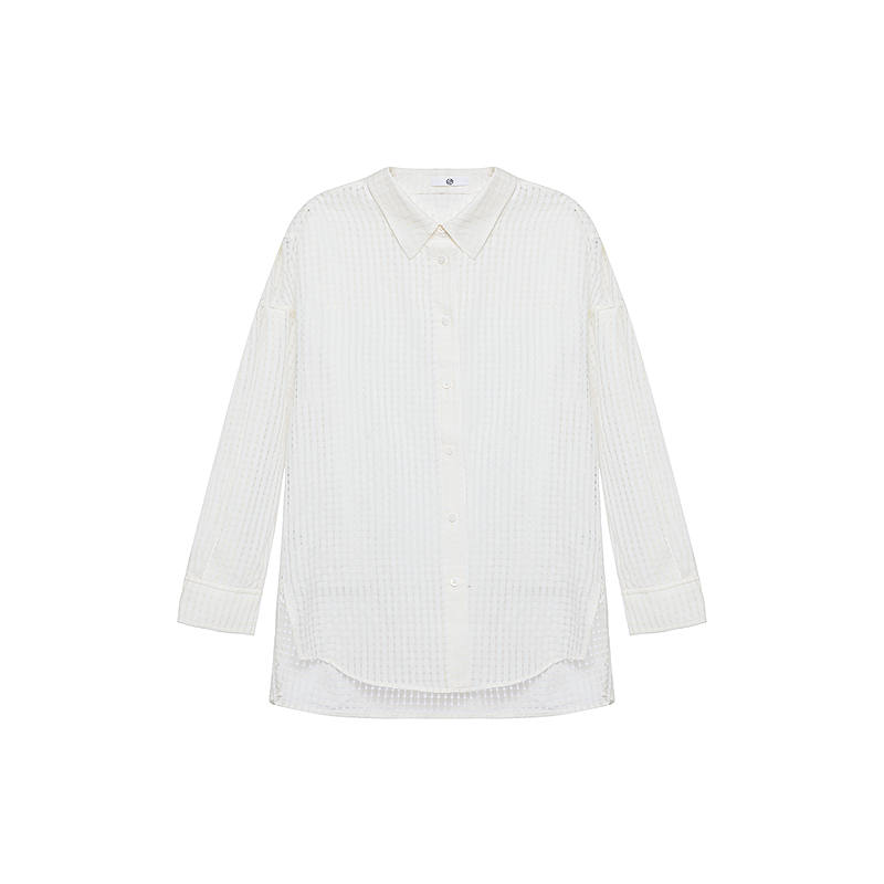 AIMER Shirts Women's White 100 Lapel Thin