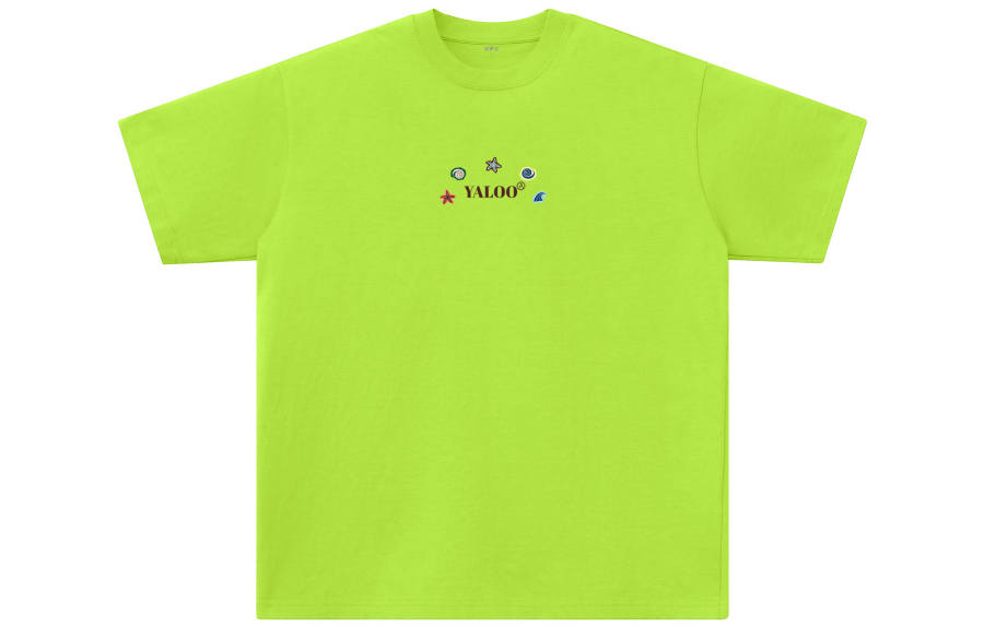 YALU T Shirts Unisex Neon Green Crew Neck Moderate Straight Fit