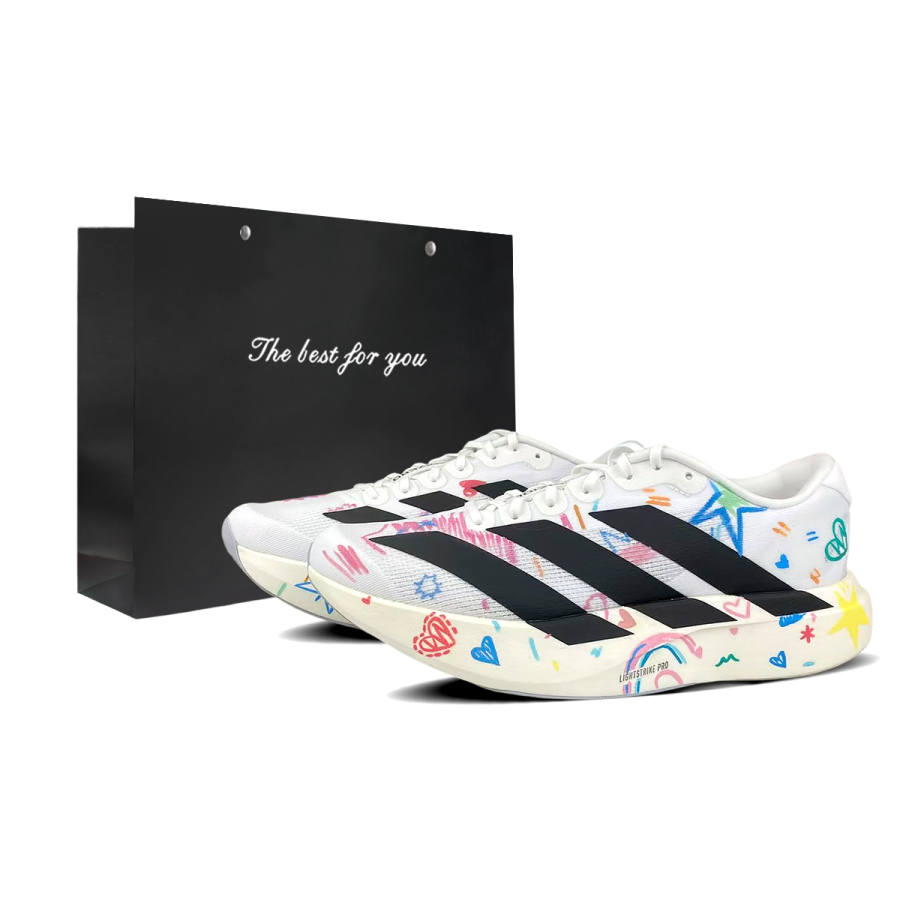 Adidas Adidas Adizero Evo SL Slip Resistant Abrasion Resistant Low top Marathon Training Race Running Shoes Men's White Pink