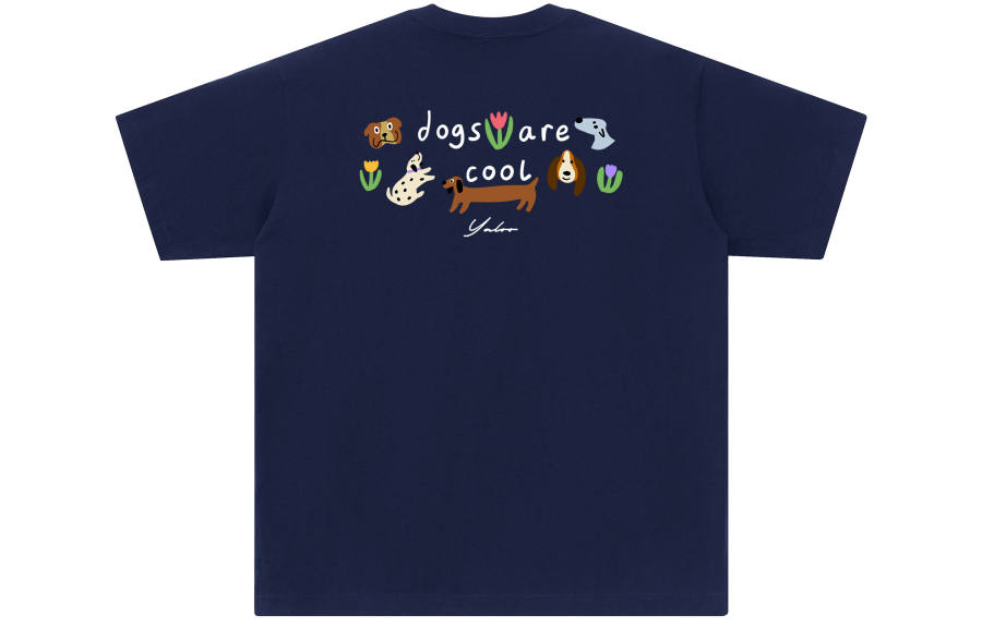 YALU T Shirts Unisex Navy Blue Crew Neck Moderate Straight Fit