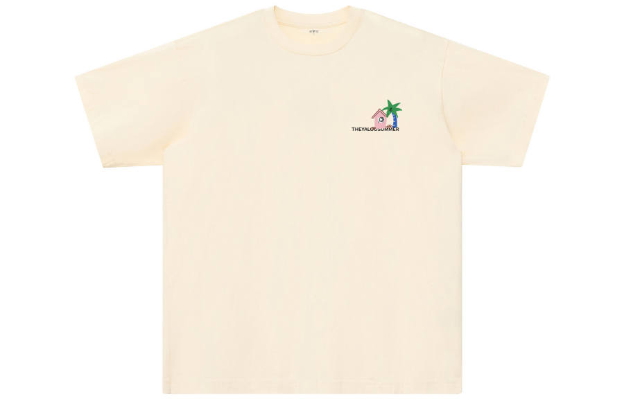 YALU T Shirts Unisex Apricot Crew Neck Moderate Straight Fit