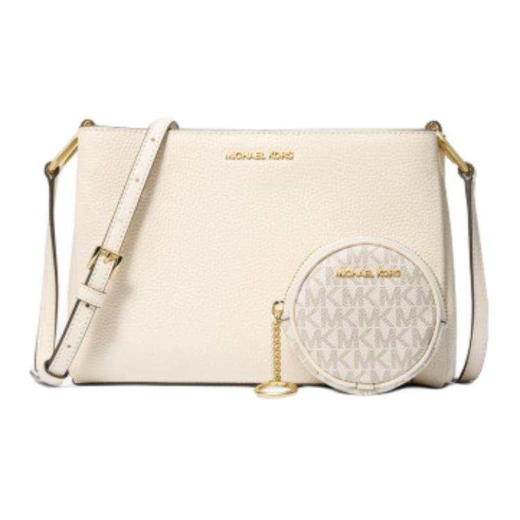 MICHAEL KORS Trisha Cow Leather With Artificial Leather Crossbody Bags Women's Milk White