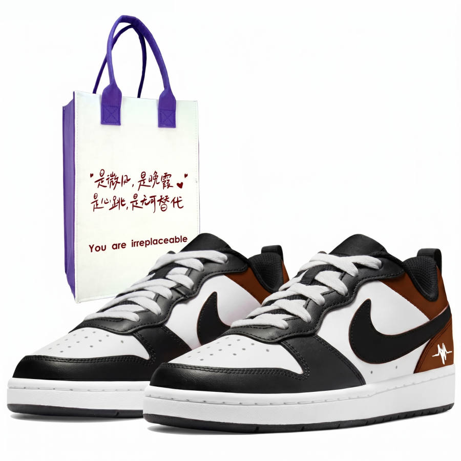 Nike Nike Court Borough Western Denim Leather Abrasion Resistant Low top Kids' Skateboarding Shoes Brown Kids'