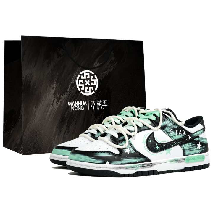 Nike Nike Dunk Kaleidoscope, Mint Star, Shopping Bag Cushioning Abrasion Resistant Low top Skateboard Shoes Unisex