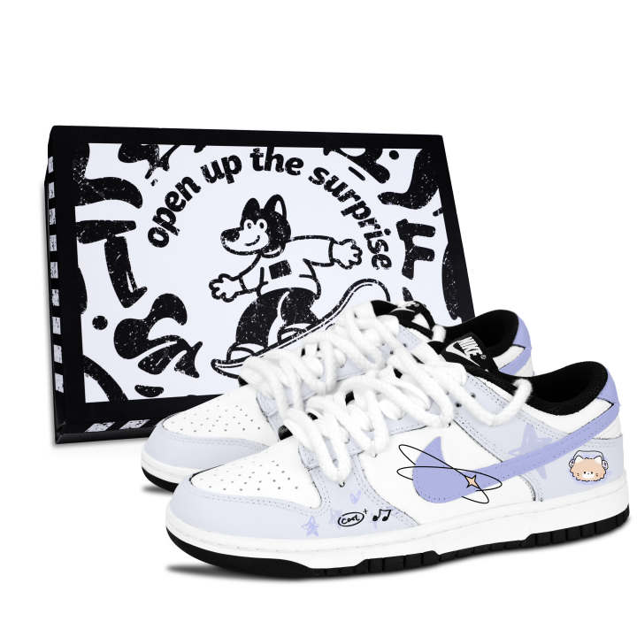 Nike Nike Dunk Black White, Star Cat Sweet Order Leather Low top Skateboard Shoes Unisex Purple