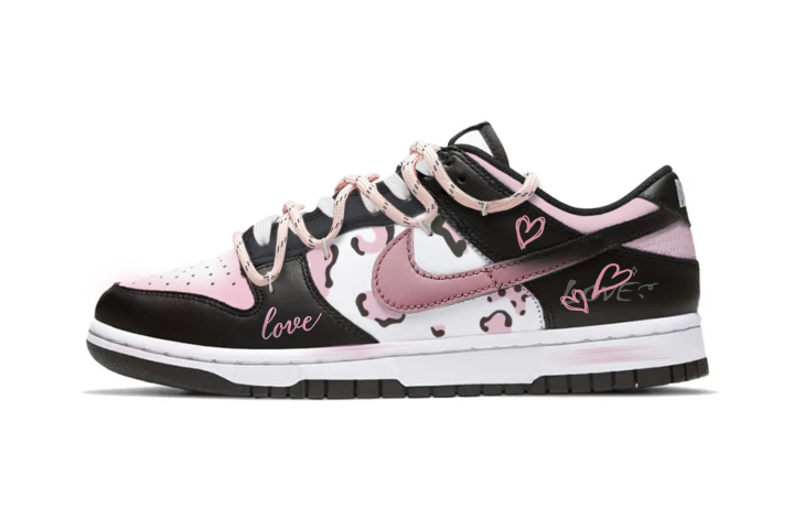 Nike Nike Dunk Cherry Bomb, Pink Leopard Cushioning Abrasion Resistant Low top Skateboard Shoes Unisex Black Pink