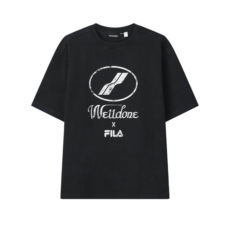 FILA x WE11DONE T Shirt Unisex Pitch Black