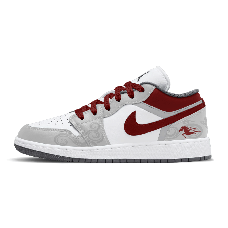Jordan Jordan Air Jordan 1 Lemon Joy Abrasion Resistant Low top Children's Basketball Shoes Red Gray Unisex