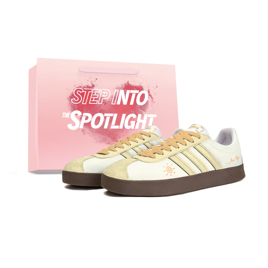 Adidas Adidas Vl Court Classic Fresh Look Warm Sun Leather Cushioning Abrasion Resistant Low top Skateboard Shoes Unisex