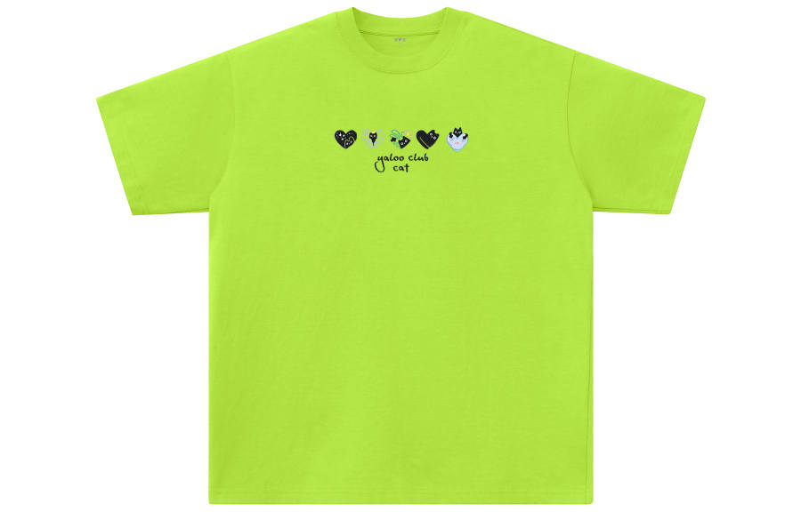 YALU T Shirts Unisex Neon Green Crew Neck Moderate Straight Fit