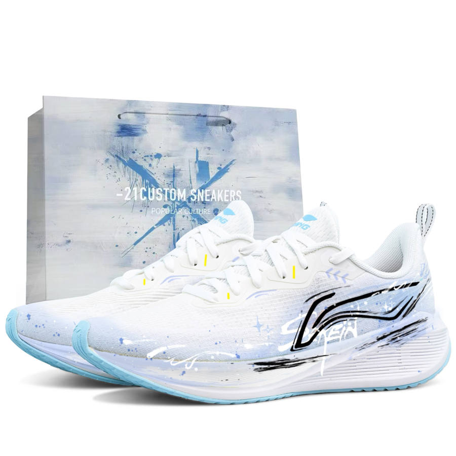 Li-Ning Li Ning Wuyue Breathable Low top Casual Running Shoes Men's White Blue