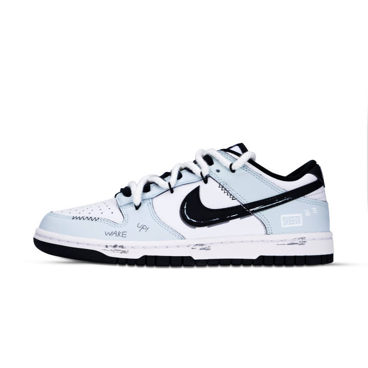 Nike Nike Dunk Black White, Ice Blue Awakening Leather Low top Skateboard Shoes Unisex Light Blue