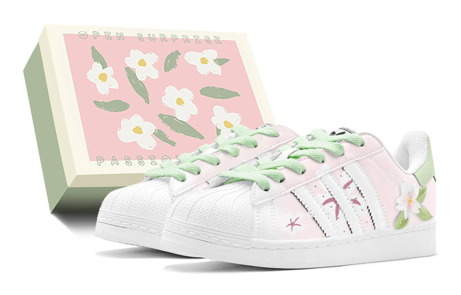 Adidas Originals Superstar 2 Couple's, Spring Renewal, Spring Floral, Floral Sweet Style Low top Skateboard Shoes