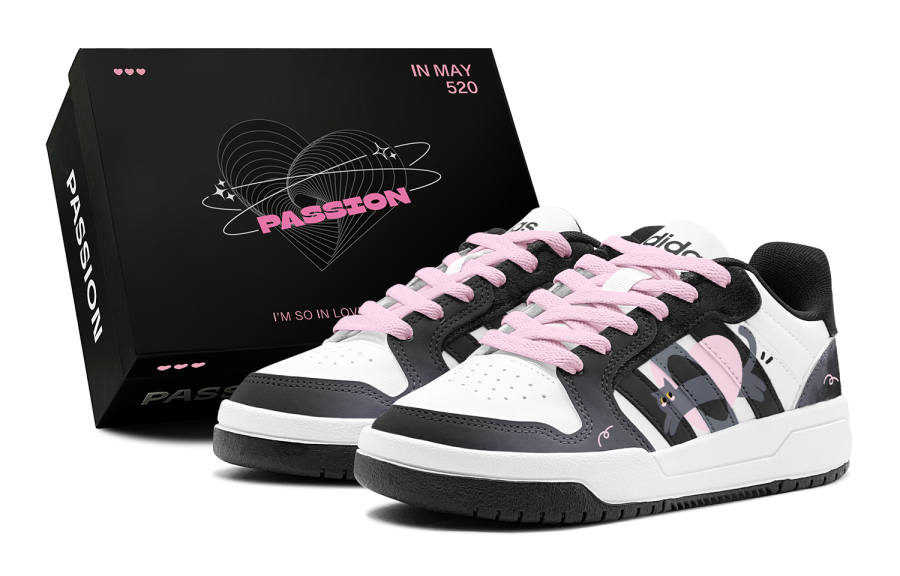 Adidas Adidas ENTRAP Romantic Treats, Black Sugar Cute Cat, Heart, Kitten, Fun, Couple Gift Low top Skateboard Shoes Unisex