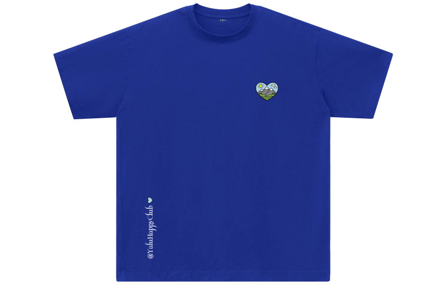 YALU T Shirts Unisex Klein Blue Crew Neck Moderate Straight Fit