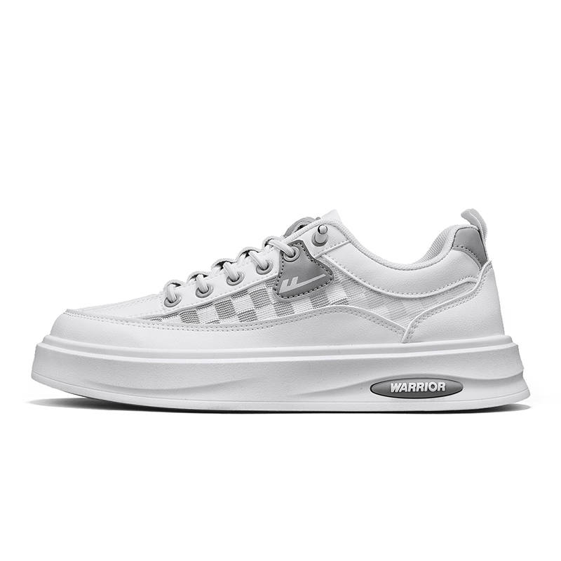 Warrior Coverage, Balance, Abrasion Resistant, Lightweight, Breathable Low top Skateboard Shoes Men's White Gray