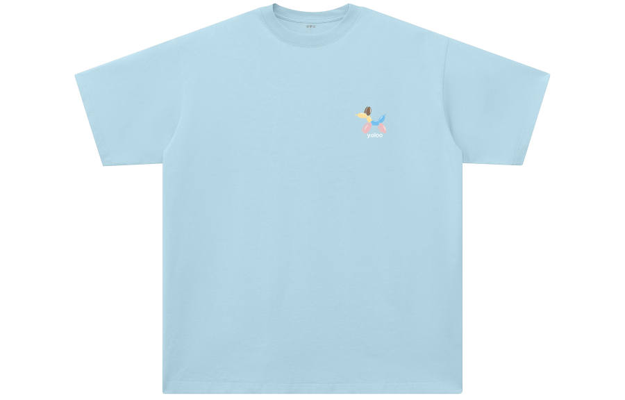 YALU T Shirts Unisex Misty Blue Crew Neck Moderate Straight Fit