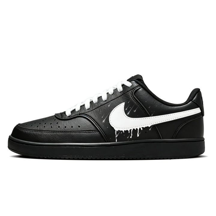 Nike Nike Court Vision Low Starlight Sparkle Synthetic Leather Abrasion Resistant Low top Skateboard Shoes Unisex Black