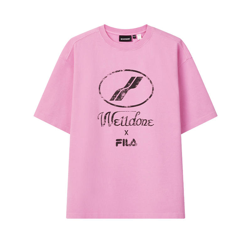 FILA x WE11DONE T Shirt Unisex Peach Blossom Pink