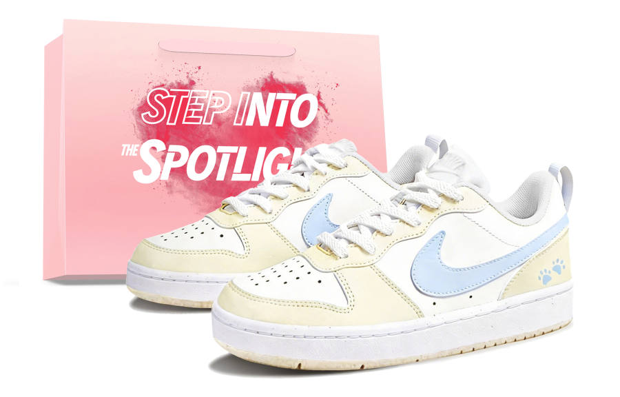 Nike Nike Court Borough Maris Sal Milk Chestnut, Shopping Bag Leather Low top Kids' Skateboarding Shoes Ecru Teenagers
