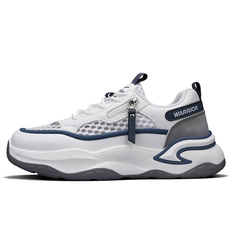 WARRIOR Warrior Coverage Abrasion Resistant Lightweight Breathable Low top Chunky Sneakers Men's White Gray Dark Blue