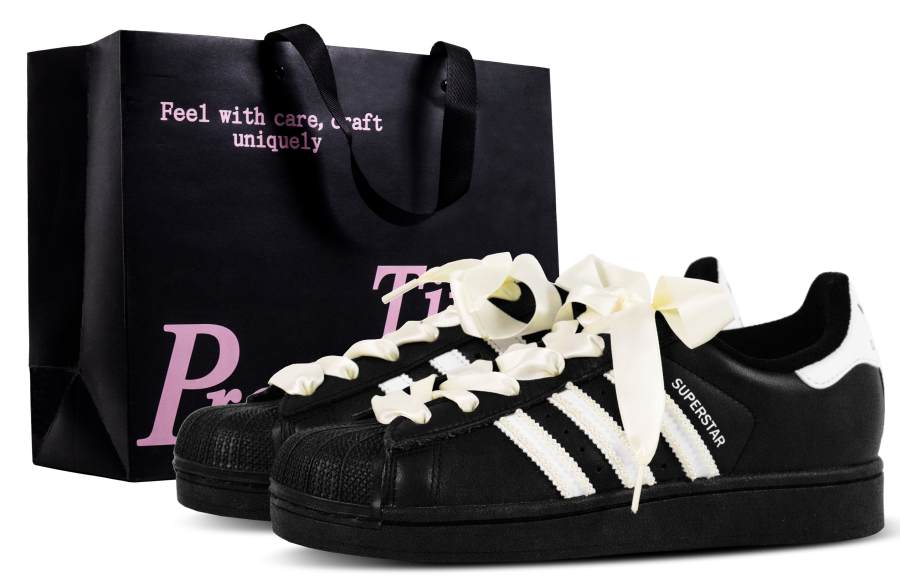 Adidas Originals Superstar 2 Pearl Love Low top Skateboard Shoes Unisex Black White