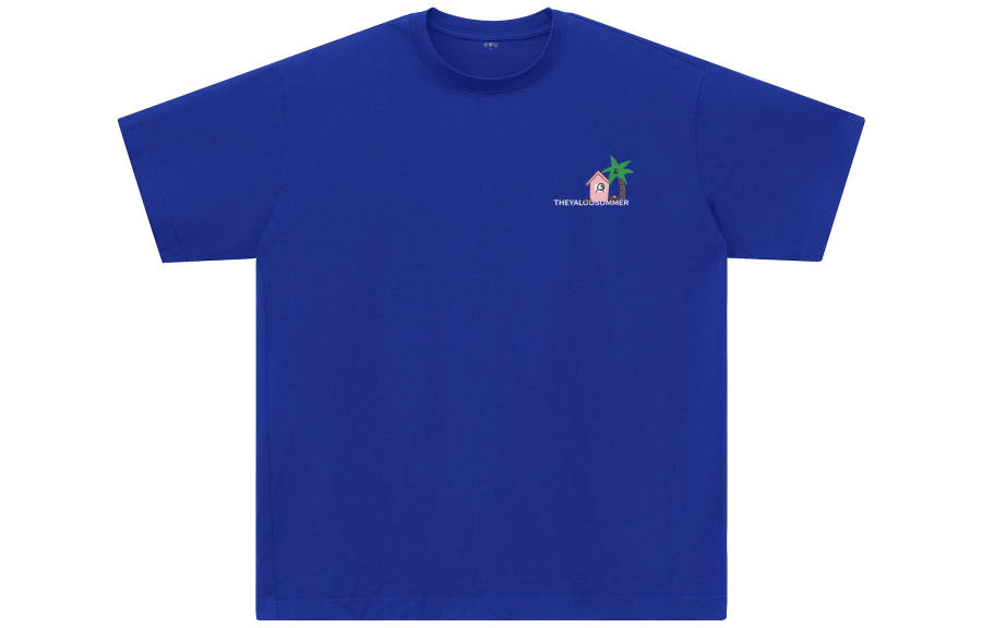 YALU T Shirts Unisex Klein Blue Crew Neck Moderate Straight Fit