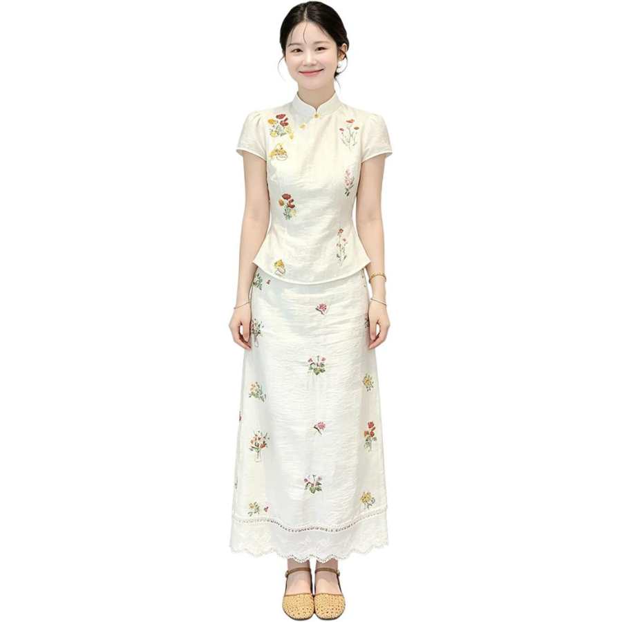 JBBCN Two Piece Skirt Sets Women's Stand Collar Moderate Long