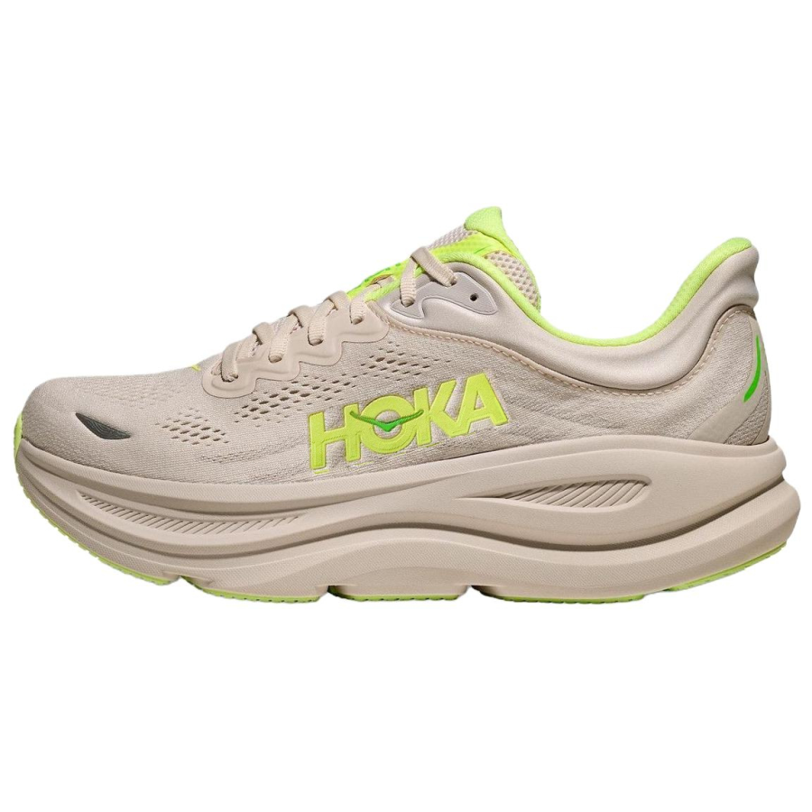 HOKA ONE ONE Bondi 9 Abrasion Resistant Breathable Support Rebound Casual Running Shoes Men's Beige Wide Fit