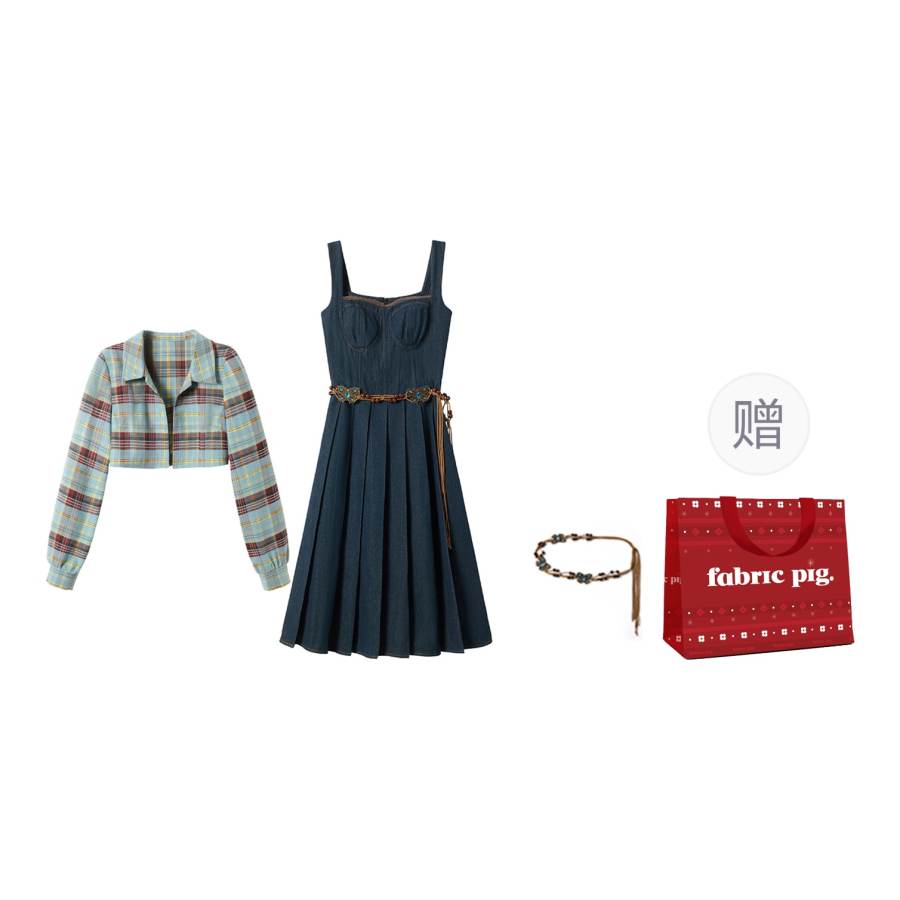FABRIC PIG Two Piece Skirt Sets Women's Shirt Collar Moderate Short