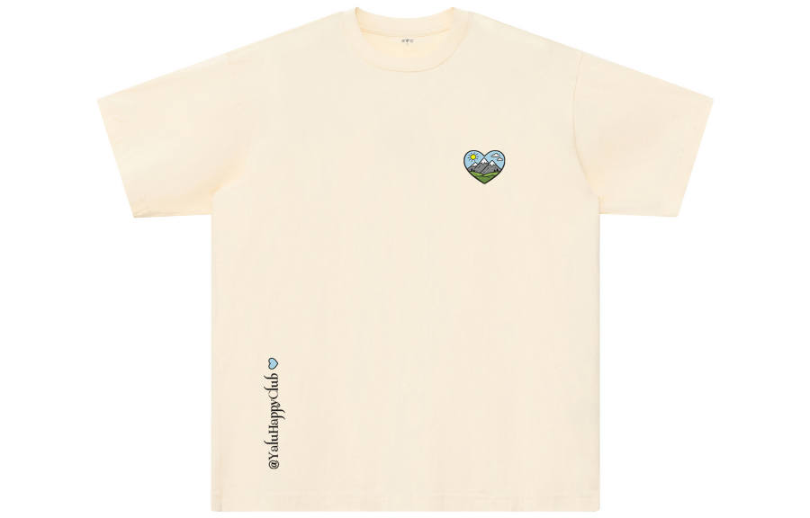 YALU T Shirts Unisex Apricot Crew Neck Moderate Straight Fit