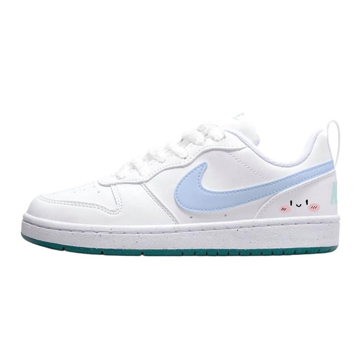 Nike Nike Court Borough Synthetic Leather Slip Resistant Abrasion Resistant Low top Skateboard Shoes Women's White Blue