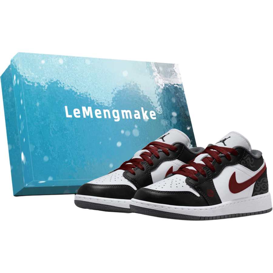 Jordan Jordan Air Jordan 1 Lemon Joy Abrasion Resistant Low top Children's Basketball Shoes Black Red Unisex