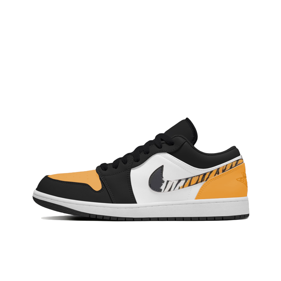 Jordan Jordan Air Jordan 1 Jing Wu Qian Feng Low top Children's Basketball Shoes Black White Yellow Teenagers