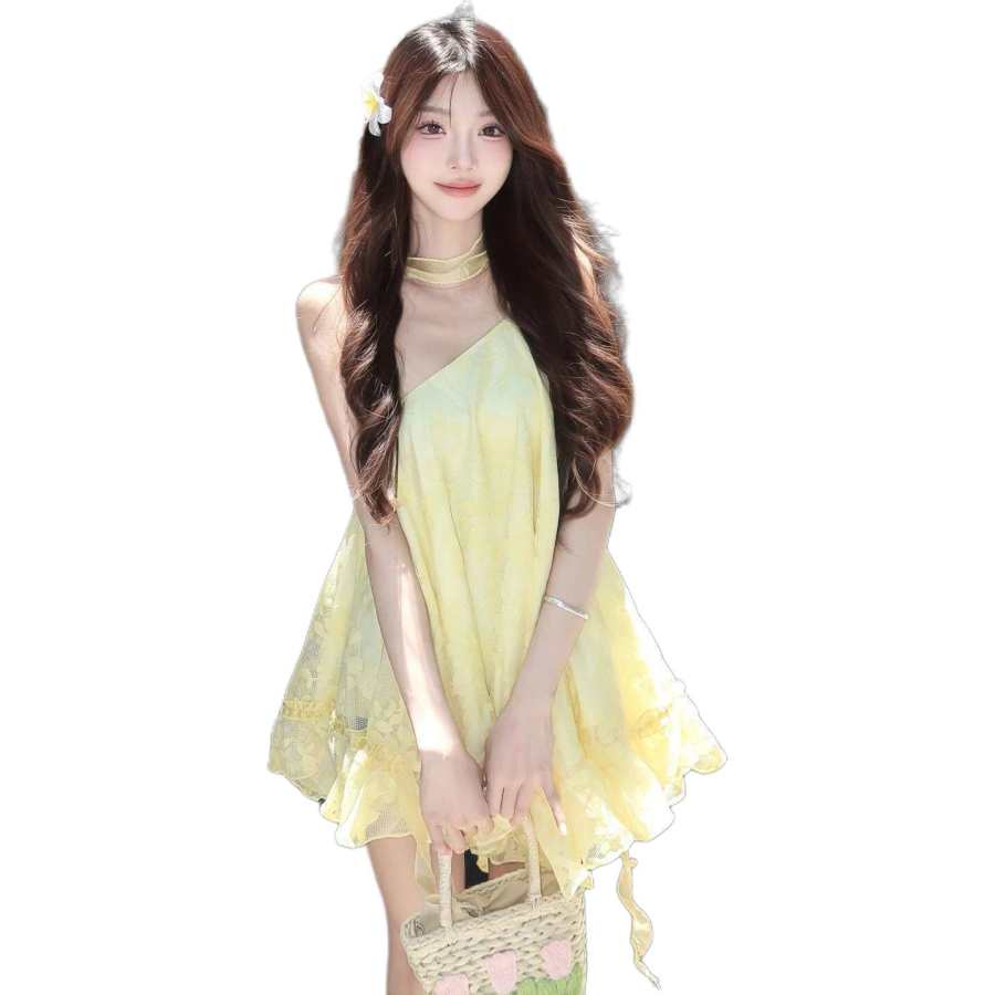 JBBCN Slip Dresses Women's Yellow Moderate Short