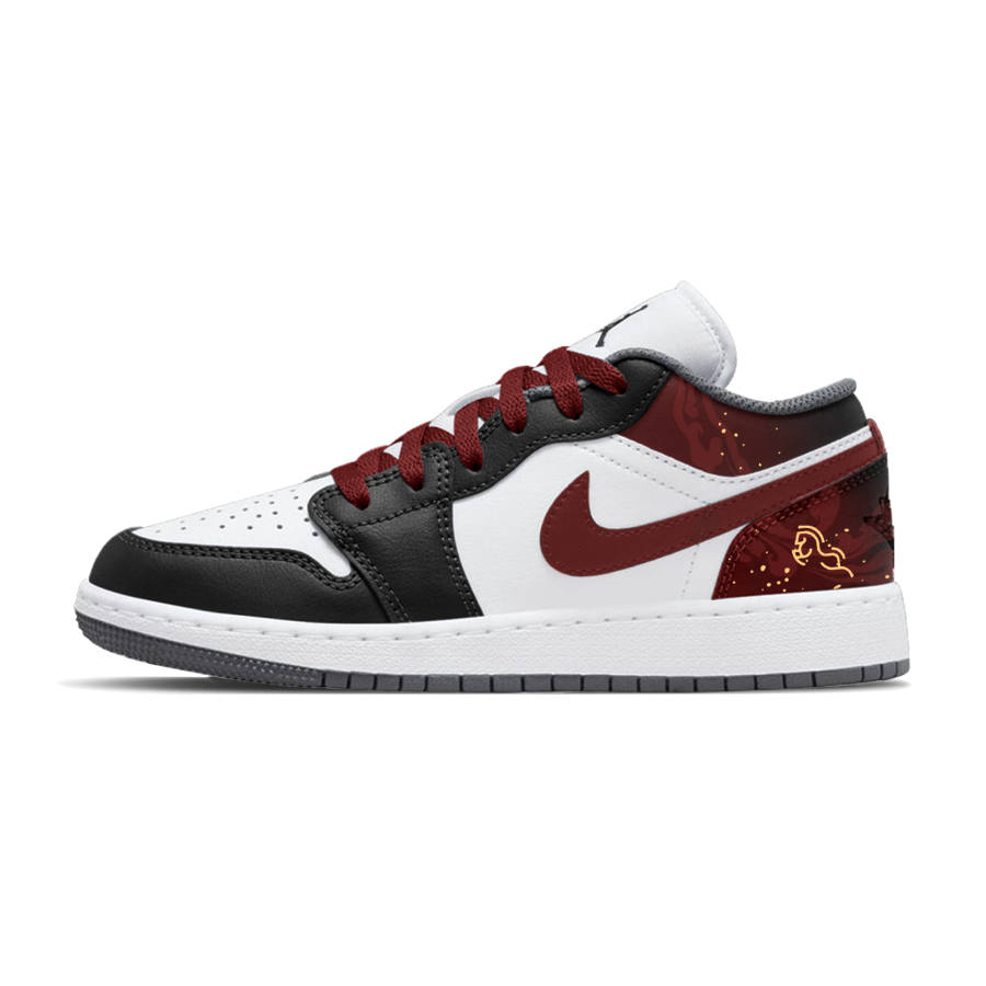 Jordan Jordan Air Jordan 1 Lemon Joy Abrasion Resistant Low top Children's Basketball Shoes Black Red Unisex