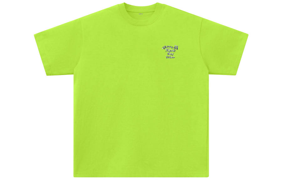 YALU T Shirts Unisex Neon Green Crew Neck Moderate Straight Fit
