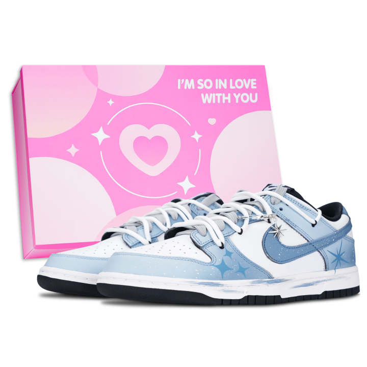 Nike Nike Dunk Black White, Icy Snow Star Tide Leather Low top Skateboard Shoes Unisex Blue