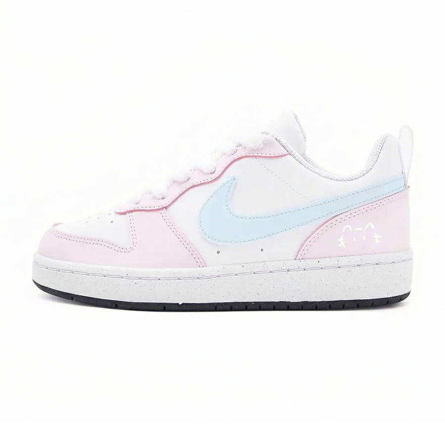 Nike Nike Court Borough Cloudy Peach Snow Abrasion Resistant Lightweight Low top Skateboard Shoes Women's Blue Pink