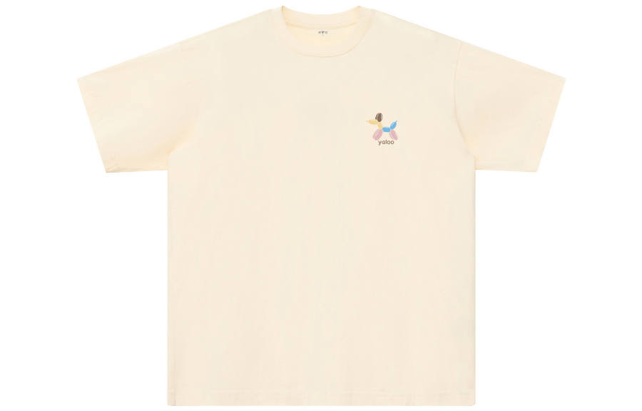 YALU T Shirts Unisex Apricot Crew Neck Moderate Straight Fit