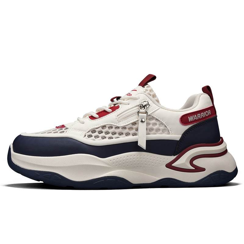 WARRIOR Warrior Coverage Abrasion Resistant Lightweight Breathable Low top Chunky Sneakers Men's Beige Dark Blue Red