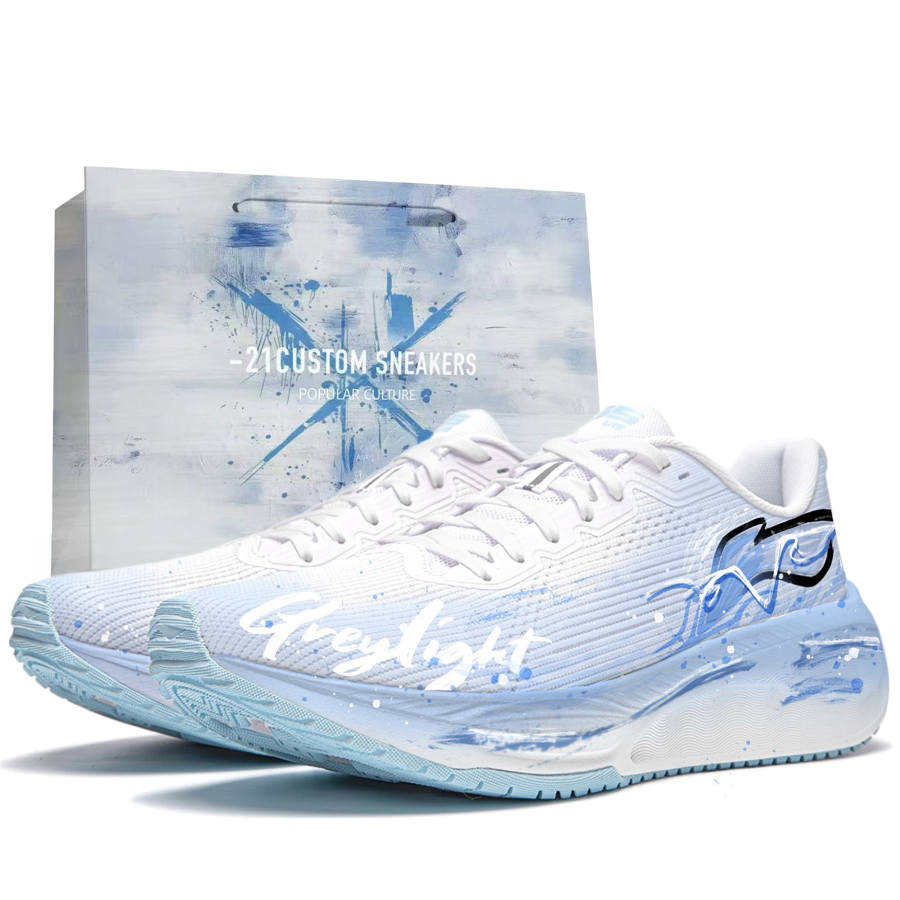 Li-Ning Li Ning Version 2.0 Cushioning Rebound Abrasion Resistant Mid top Casual Running Shoes Men's White Blue