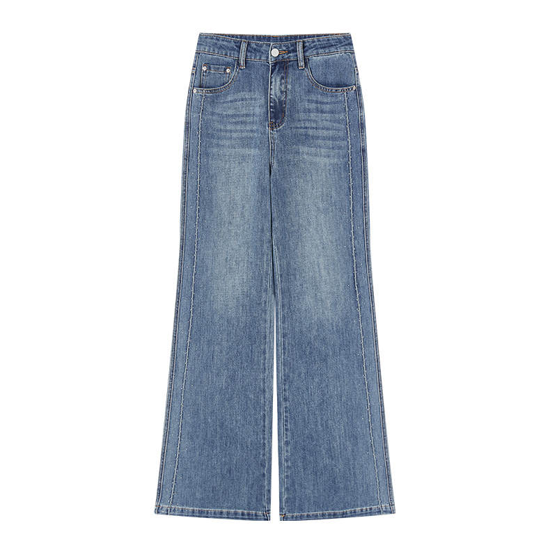 XIANGYING Jeans Women's Denim Blue Thickened Wide Leg Pants
