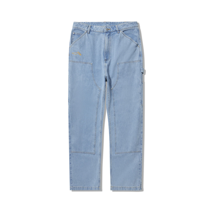 Li-Ning Li Ning Jeans Men's Light Blue Denim Moderate Straight Fit Pants