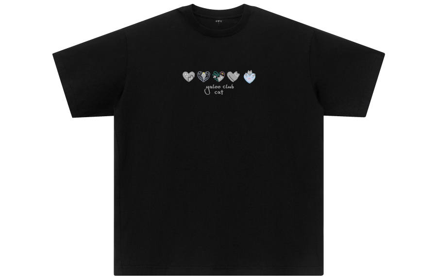 YALU T Shirts Unisex Black Crew Neck Moderate Straight Fit