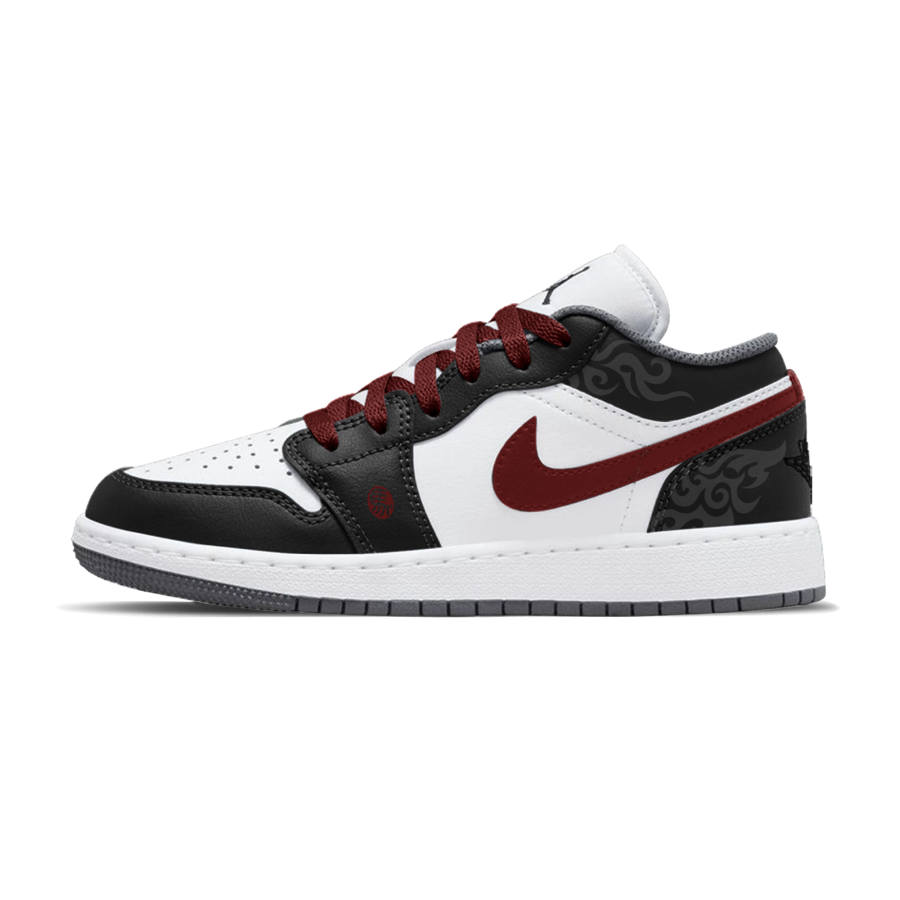 Jordan Jordan Air Jordan 1 Lemon Joy Abrasion Resistant Low top Children's Basketball Shoes Black Red Unisex