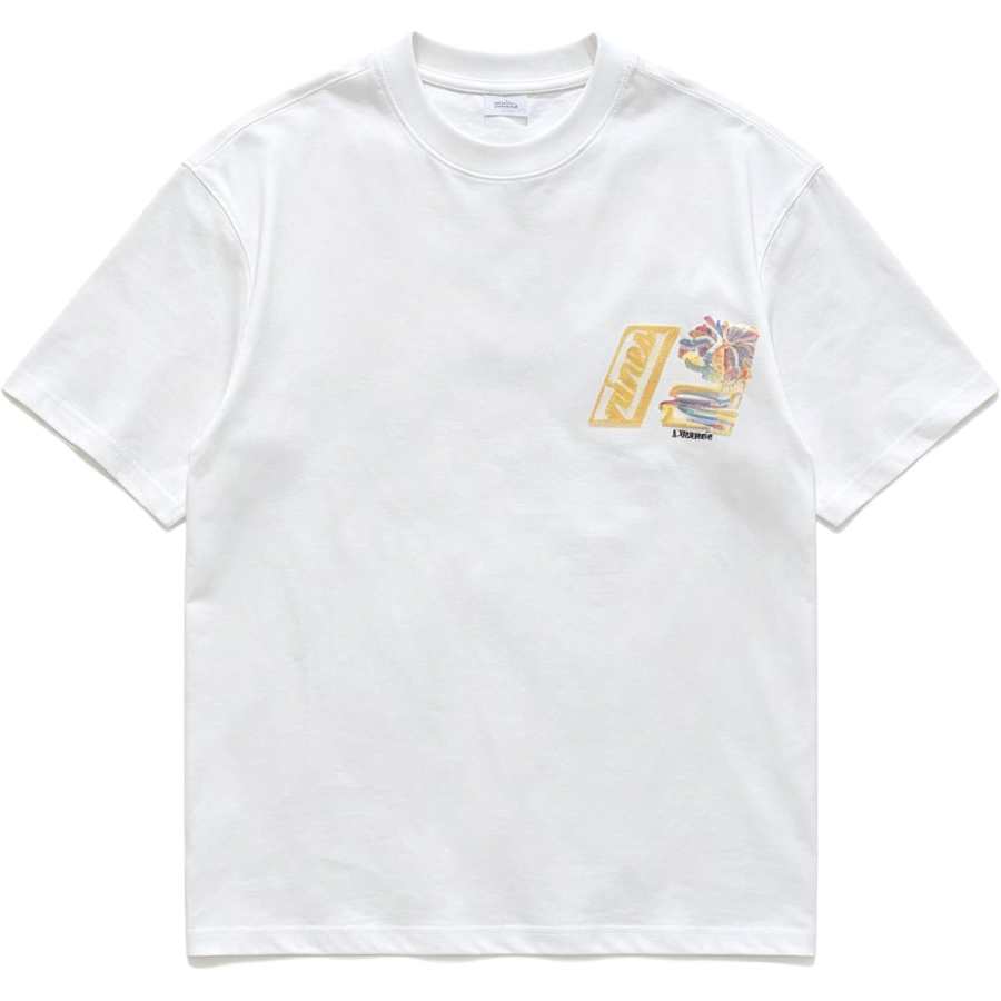 Lnga Landgre T Shirts Men's White Crew Neck Thin Straight Fit