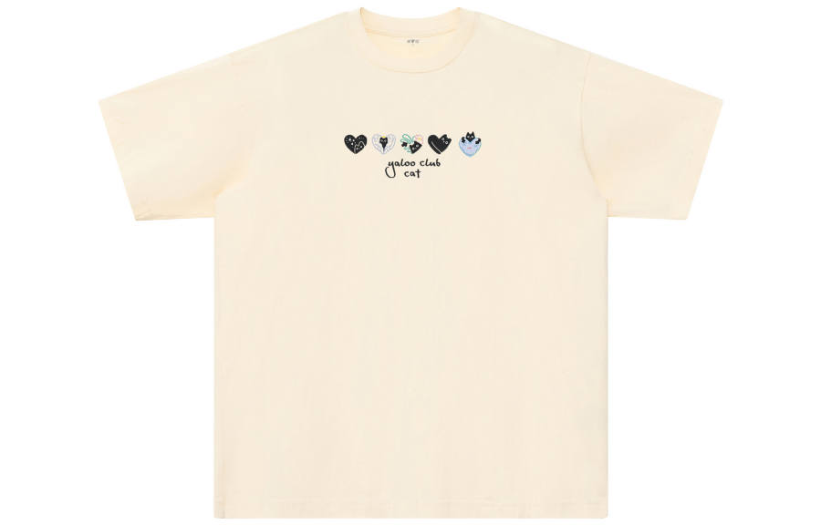 YALU T Shirts Unisex Apricot Crew Neck Moderate Straight Fit