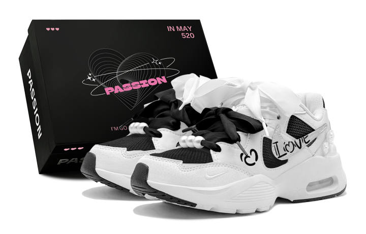 Nike Nike Air Max Fusion Abrasion Resistant Low top Running Shoes Women's Black White