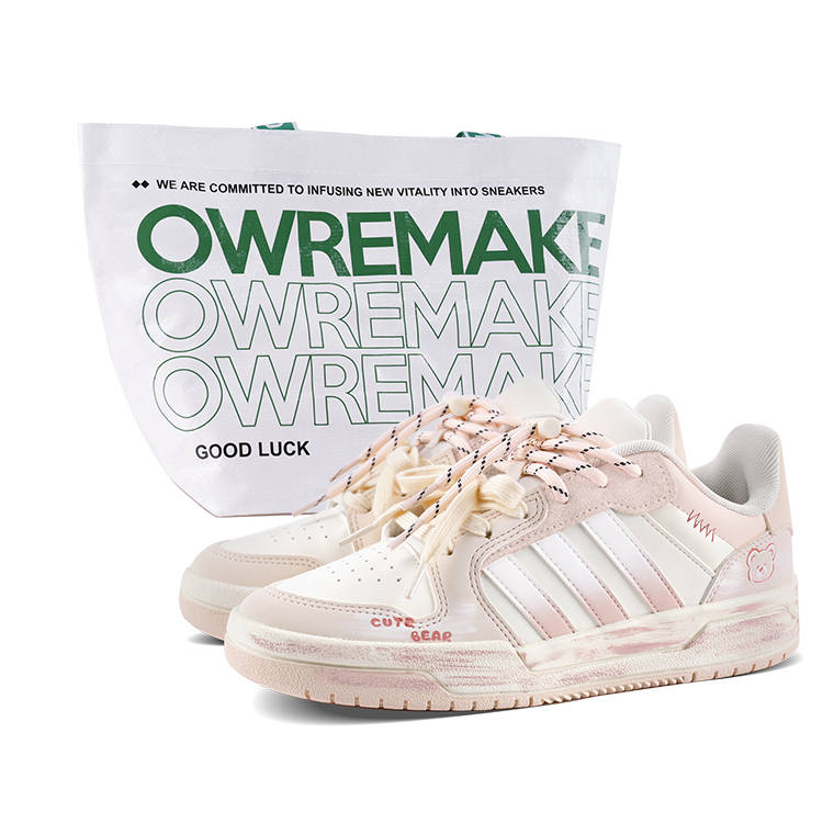 Adidas Adidas ENTRAP Synthetic Leather, Split Cow Leather Low top Skateboard Shoes Unisex Pink White